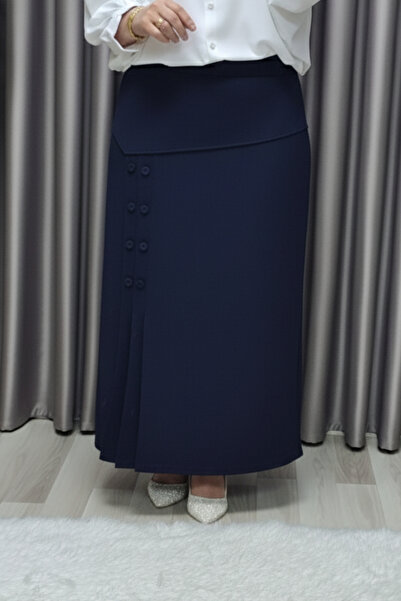 Elmas Tesettür Γυναικεία Ρούχα Μεγάλου Μεγέθους Φούστα με κουμπιά Suna