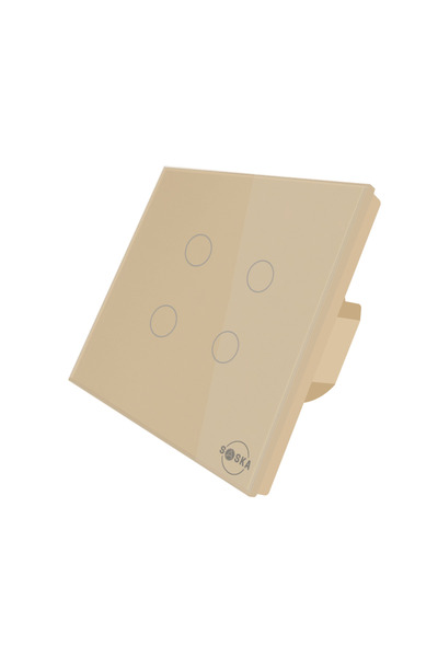 SASKA Smart Wifi Touch Light Switch (SJ-A1) Smartlife App Control - Works with Alexa (4 Gang, Gold)