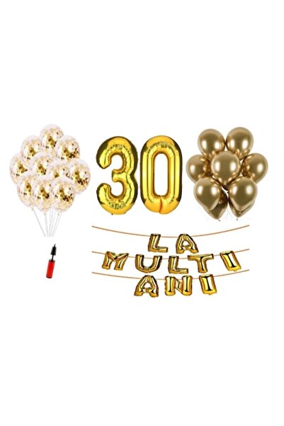 OEM Set de 33 de baloane - "La Multi Ani" aniversare 30 de ani, numere folie ...