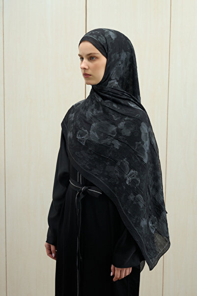 cs camellia scarf Pretty Kraş Şal - Siyah