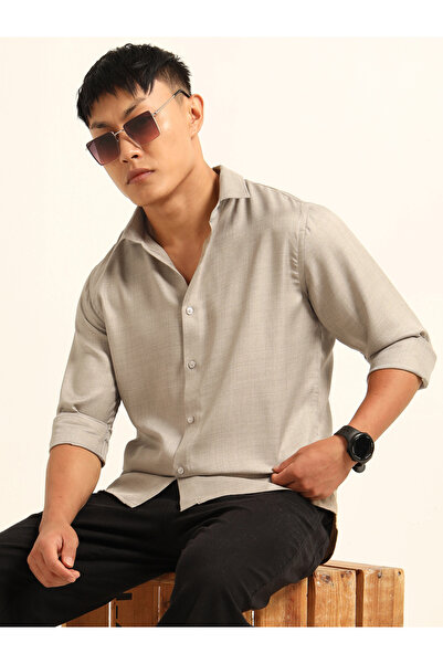 Bushirt By Styli Men Beige Classic Casual Shirt