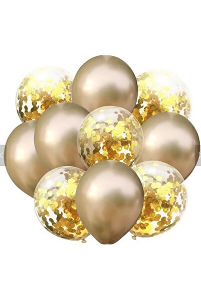 OEM Set of 10 Balloons with Confetti, Gold