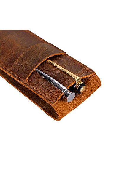 BloominBag Bloompenpouch Double Pen Holder Saddle Brown Leather Case