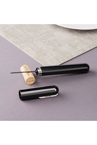 AB Luxury Concept Air pressure corkscrew, manual, with stainless steel needle, attached foil cutter, black