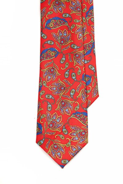 6AM Ceremony Classic red tie with multicolor paisley print
