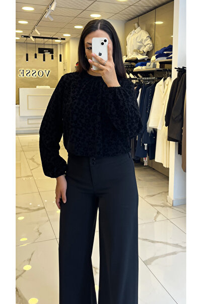 Vosse On Fashıon Siyah Çiçek Desenli Bluz