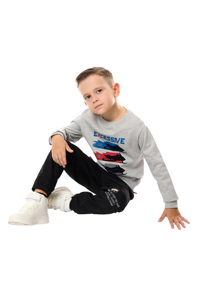 Victor and Jane By Styli Boys Grey Graphic Print Sweatshirt