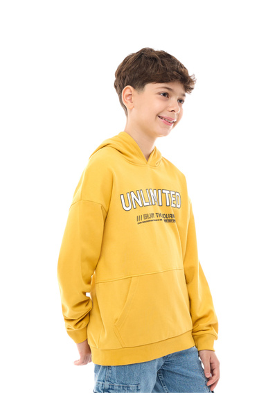 Victor and Jane By Styli Teens Mustard Slogan Print Hoodie