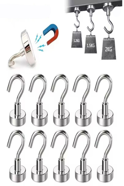 Tor Store 10'lu Magnet Askı Manyetik Çok Amaçlı Metale Yapışan Mıknatıslı Mut...
