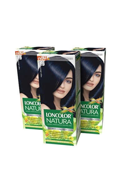 Loncolor Pachet promoțional: 3 x Vopsea de păr permanentă Natura 1.9 - Albastru-negru, 300 ml
