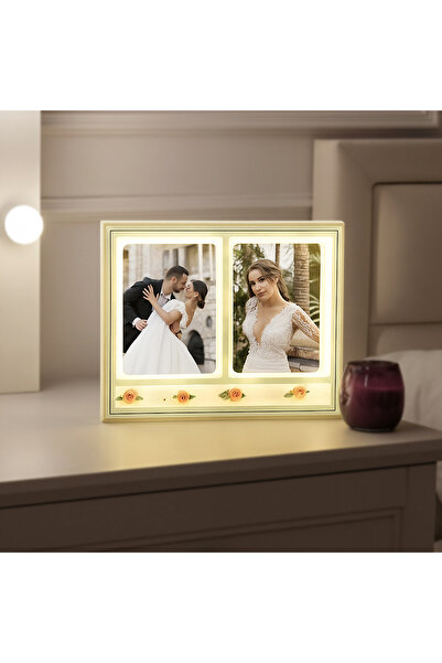 Nobbystar Led Işıklı Çiçekli Çift Fotoğraflı Çerçeve - 20x25cm