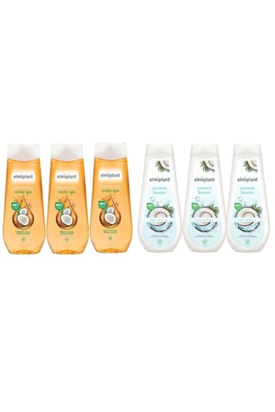 ELMIPLANT Set de îngrijire personală cu 6 componente - 3 x 400ml Gel de duș cremă Exotic Spa, 3 x 400ml Gel de duș cremă