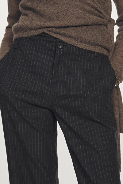 Massimo Dutti İnce çizgili geniş paça pantolon