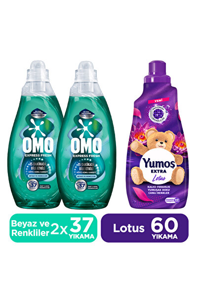 Yumoş Extra Çamaşır Yumuşatıcı Lotus ml 1440 ml x1 + Express Fresh Kötü Koku ...