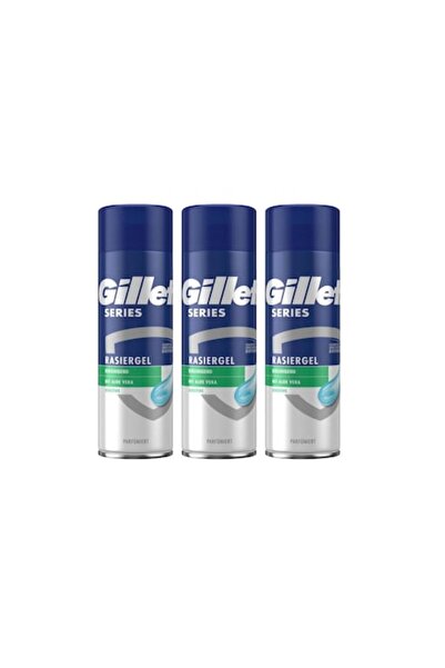 Gillette Sensitive Shaving Foam Set 3 x 200ml (Aloe Vera, Dermatologically Tested, Alcohol-Free, Hyp