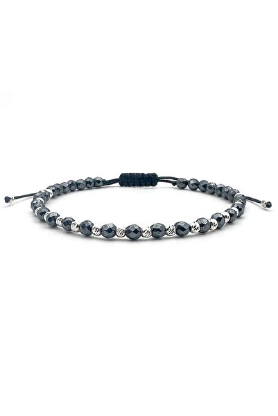 Velar Bracelets Bratara din Snur cu Pietre Semipretioase Hematit si Bile din Argint 925