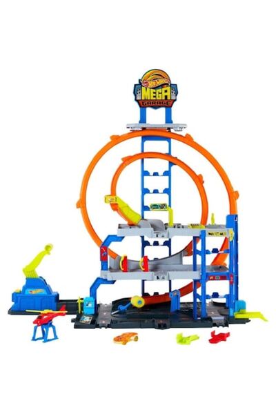mattel Hot Wheels Mega Loop Garage Playset, multicolor