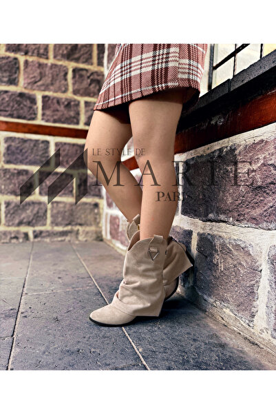 LE STYLE DE MARIE Women's Black Suede Thick Heeled 8 cm Bohemian Cowboy Boots -Le Style De Marie - Comfortable and Stylish