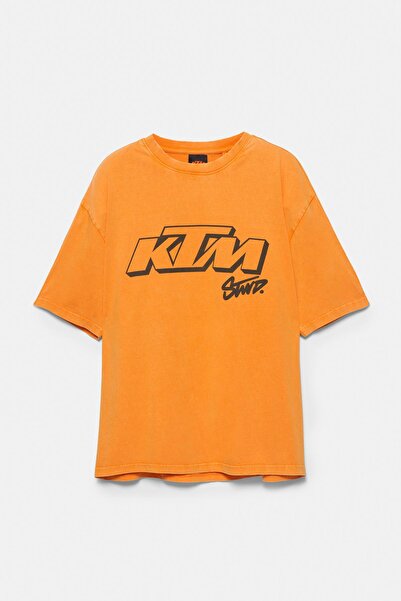 Pull & Bear KTM x STWD turuncu t-shirt