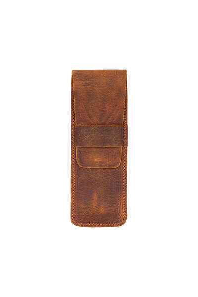 BloominBag Bloompenpouch Double Pen Holder Saddle Brown Leather Case