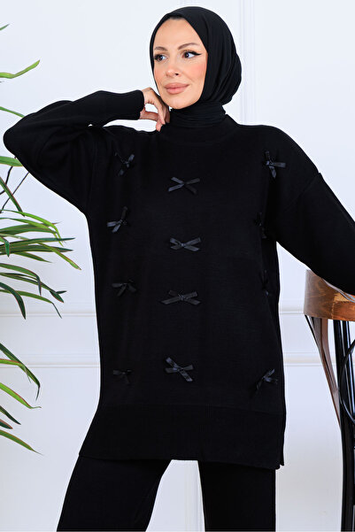 benguen Bow Detailed Knitwear Set S1106 Black