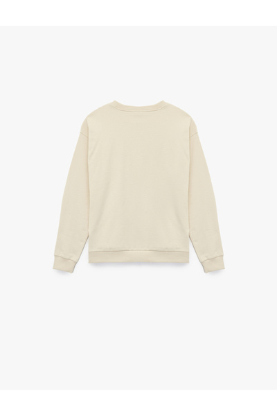 Koton Raised Long Sleeve Crew Neck Cotton Printed Sweatshirt