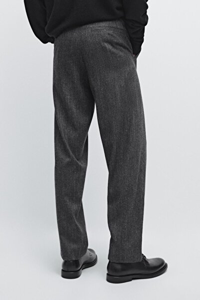 Massimo Dutti Straight fit yün karışımlı pantolon