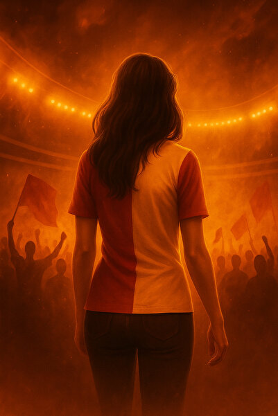 MFO Galatasaray Taraftar Temalı Formalı Kadın Kanvas Duvar Tablo Kişiye Özel İsim ve Numaralı Hediyelik