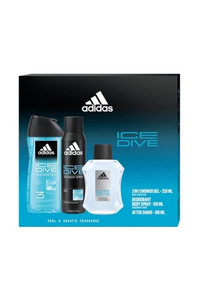 adidas Set 2 x Gift Box Men Ice Dive - Aftershave 100 ml, Deodorant 150 ml, Shower Gel 250 ml