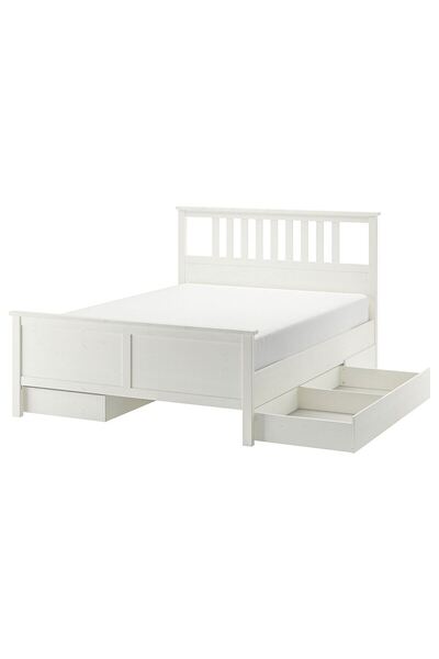 hobiurun Çift kişilik baza, beyaz vernik, 160x200 cm, 4 çekmeceli