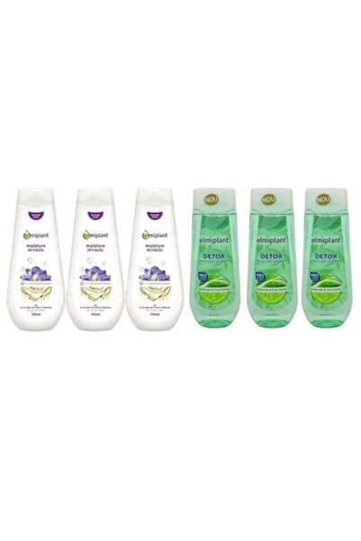 ELMIPLANT Set de îngrijire personală cu 6 componente: 3 x 750 ml gel de duș c...