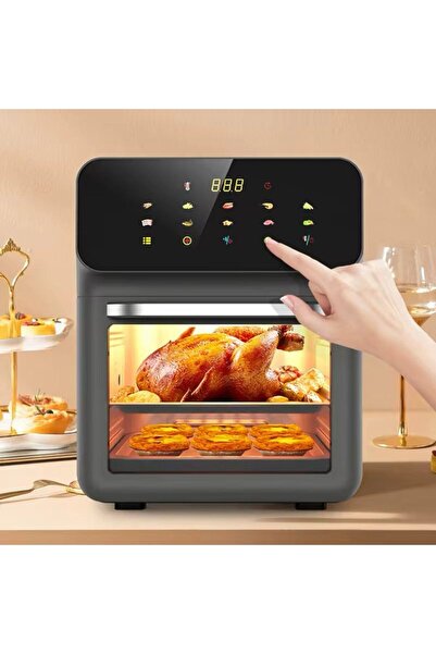 hoffmans AirFryer Profesional - Cuva 12L cu Geam, 2400W, Friteuza Digitala cu Aer Cald, HM 786
