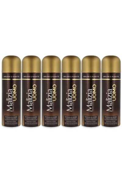 Malizia Set 6 x Shaving Foam 300ml (Argan, All Day Fresh, Intense Fresh)