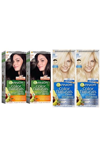 Garnier set: 2x Color Naturals 3.12 Cenușă închisă Satin + 2x Color Naturals E0 Super Blond