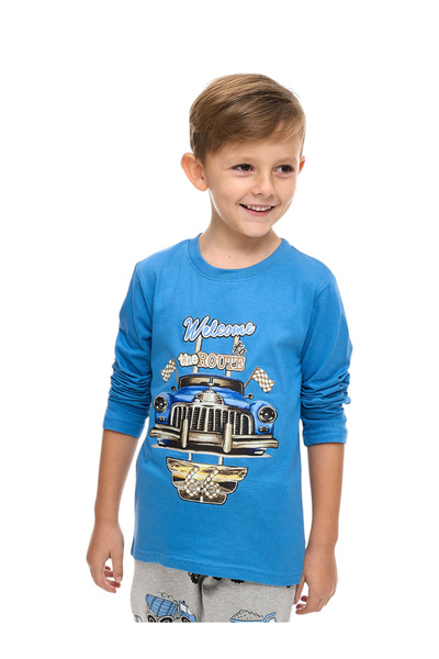 Victor and Jane By Styli Boys Blue Route 66 Graphic T-Shirt