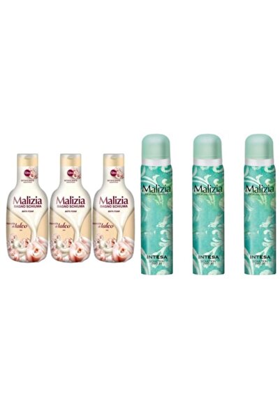 Malizia Variety Set – 3x 1L Nuvola Di Talco Bath Foam + 3x 100ml Intesa Deodorant (48h)