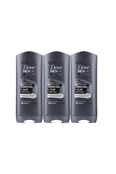 Dove Set 3 x Men Elements Charcoal Clay Shower Gel 3 x 400ml