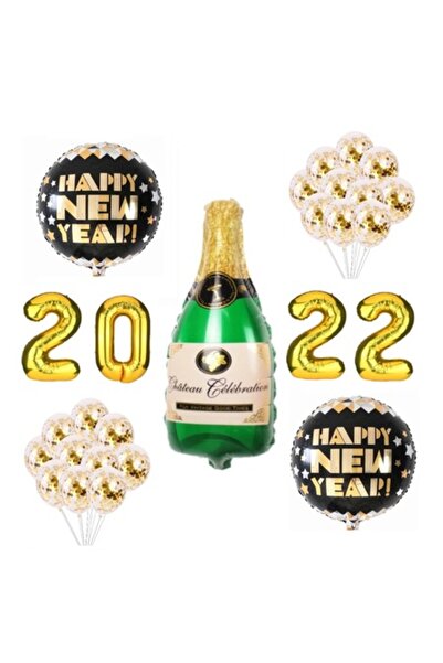 Domi Party & Gifts Set de 17 baloane folie de Anul Nou (șampanie, numere 2022...