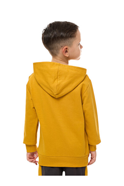 Victor and Jane By Styli Boys Mustard Varsity Graphic Print Hoodie