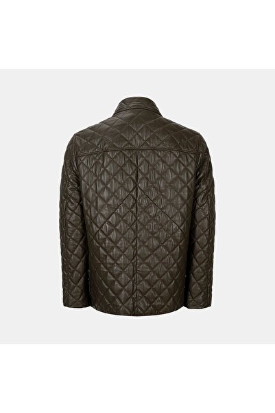 Desa Men's Dark Brown Quilted Leather Jacket