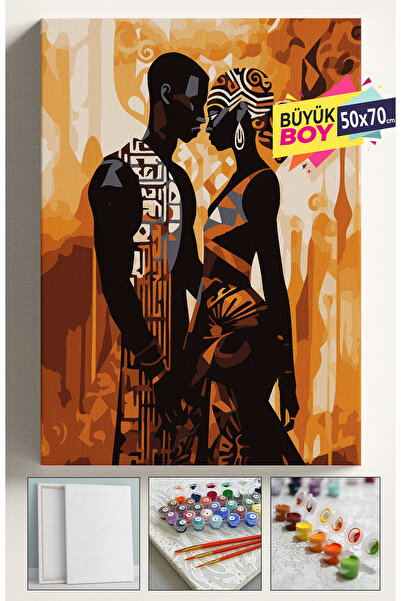 Corvo Sayılarla Boyama Seti Numaralı Tuval Fırça Boya Dahil Kasnaklı Set 50x7...