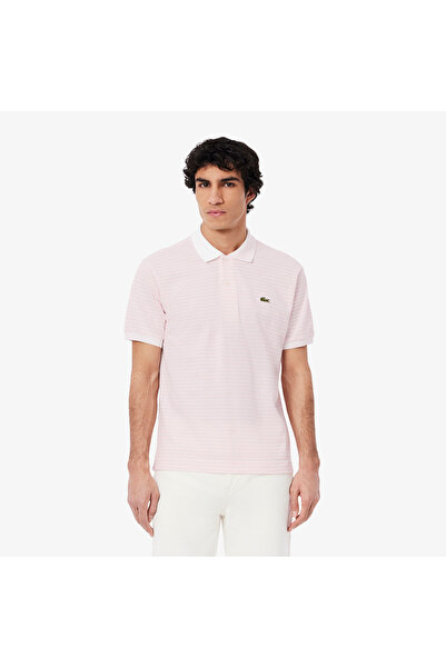 Lacoste L.12.12 Erkek Classic Fit Çizgili Pembe Polo