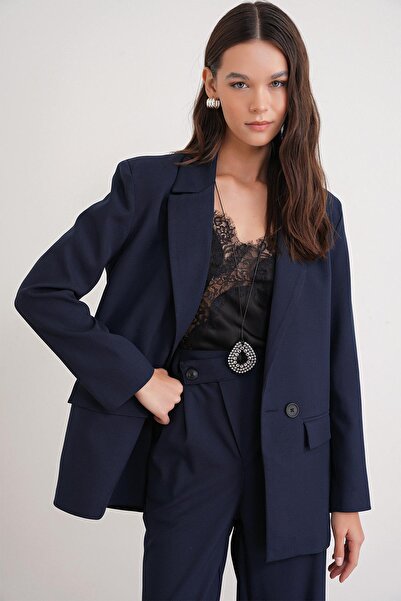 Mixray 4516 Жіночий блейзер без підкладки, синій