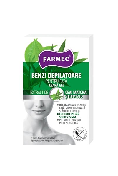 Farmec Pachet de 3 benzi epilatoare cu ceară gel pentru față - Aloe Vera, Cea...