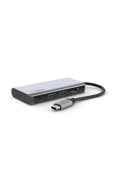 Belkin USB-C 4-in-1 Multiport Hub Adapter, Gray