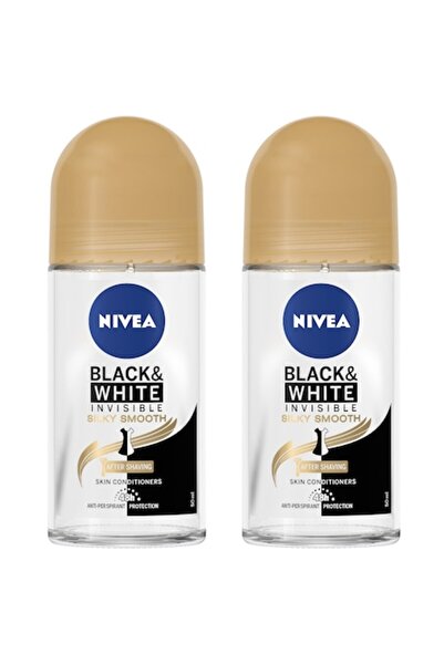 NIVEA Promotional pack: 2 x Black & White Silky Smooth roll-on deodorant, 50 ml