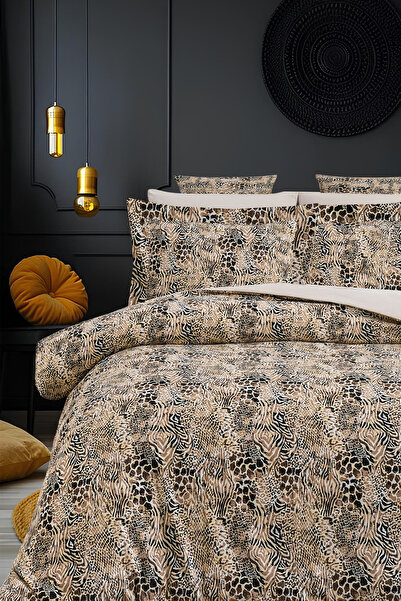 İQON Elastic Sheet Bedding Set Double Size Python Beige