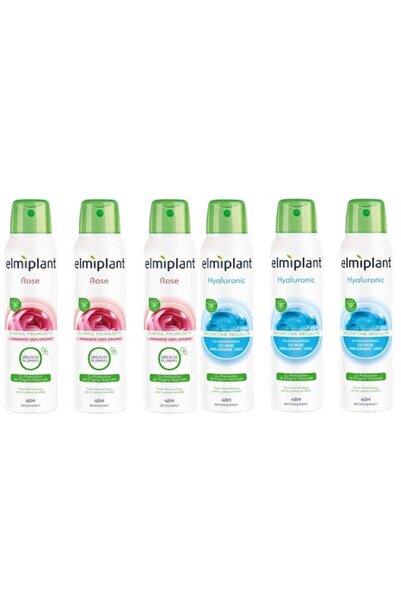 ELMIPLANT Personal Care Set, 6 components: 3x Deodorant Spray 150ml Rose, 3x Deodorant Spray 150ml H
