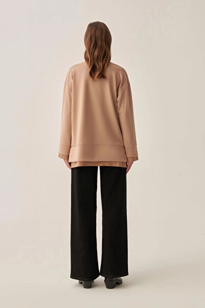 ALLDAY Vizon-Yumuşak Dokulu Deri Garnili Tunik