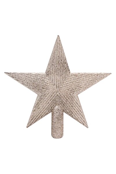 OEM Buton de Crăciun, Stea, Sclipici, Bej, 22 cm, Plastic
